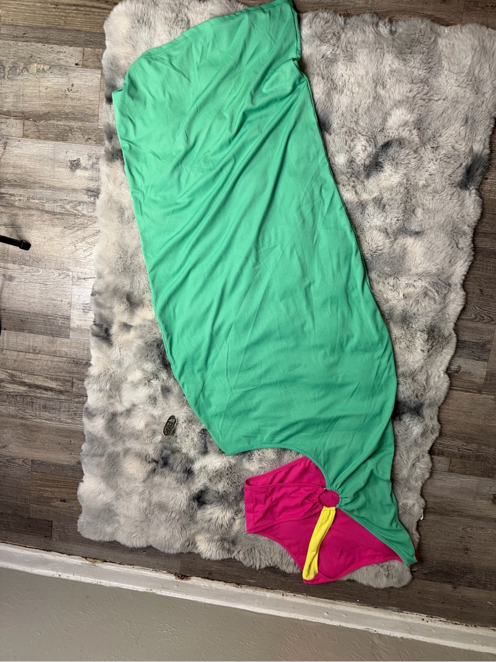 Green Maxi Skirt with Pink & Yellow Accent